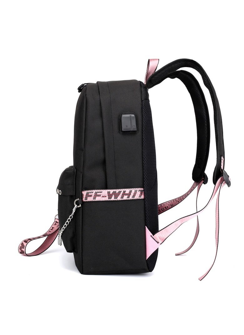 General Girls Kpop Backpack Lisa Rose JISOO Jennie Handbag Messenger Bag USB Rechargeable Rucksack Travel Business Backpacks  - Image 3