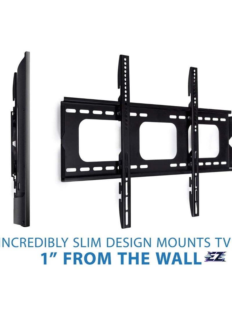 ELTRAZONE Low-Profile TV Wall Mount 1" Slim Fixed Bracket for 32, 40, 42, 48, 49, 50, 51, 52, 55, 60 inch TVs VESA Compatible up to 600 x 400 Black - Image 2