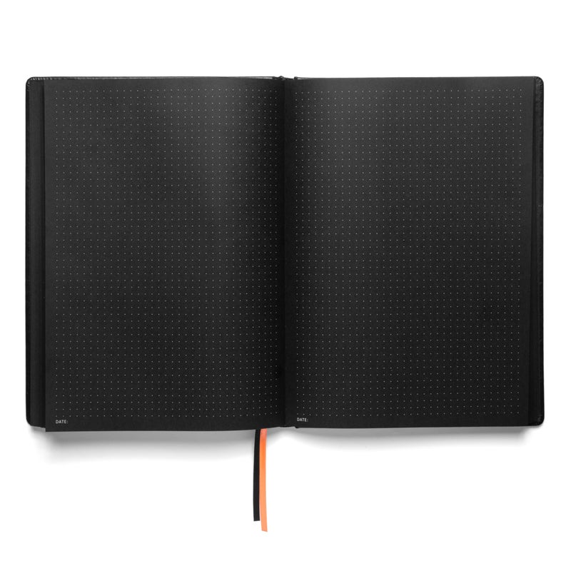 Notsu Pitch Black Paper Notebook B5 Dotted Journal | Minimalist Bullet Dot Grids with 160 Black Pages of Premium Thick 150gsm Paper, Vegan Leather Hardcovers - Image 1