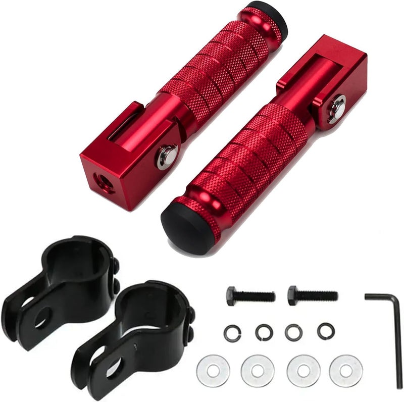 XINGWU Dirt Bike Foot Pegs with Bracket - CNC Universal Folding Pegs for Motorcycles and ATVs (Red) - Image 1