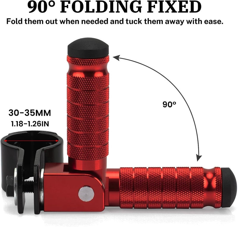 XINGWU Dirt Bike Foot Pegs with Bracket - CNC Universal Folding Pegs for Motorcycles and ATVs (Red) - Image 4