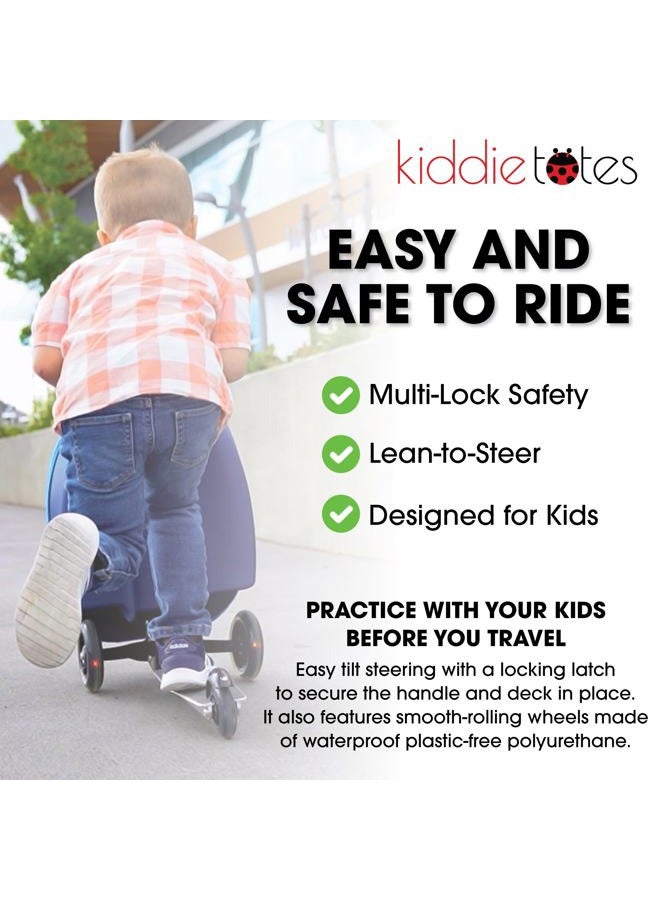 KIDDIETOTES Ride-On Scooter Suitcase for Kids – Hardside Lightweight Carry-On Luggage with Foldable Scooter, LED Wheels, Travel Fun for Toddlers & Children, Multicolor, 13.5 Inch x 9 Inch x 20 Inch - Image 5