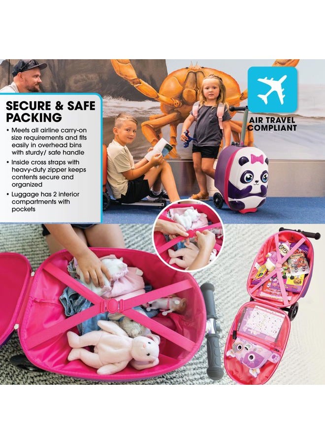 KIDDIETOTES Ride-On Scooter Suitcase for Kids – Hardside Lightweight Carry-On Luggage with Foldable Scooter, LED Wheels, Travel Fun for Toddlers & Children, Multicolor, 13.5 Inch x 9 Inch x 20 Inch - Image 4
