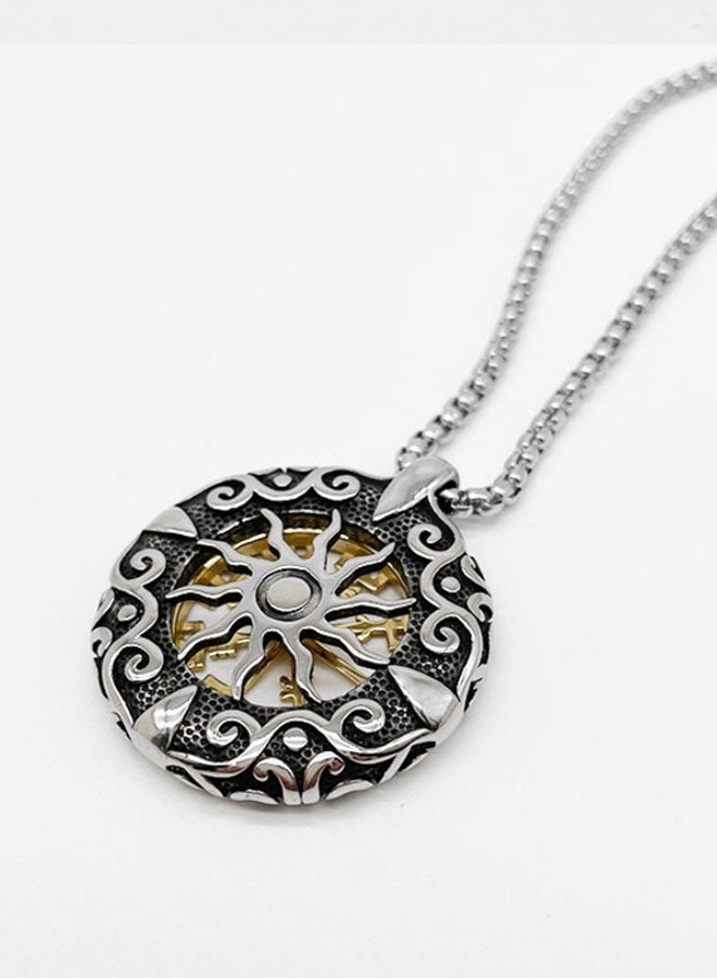 نيوترل بوصلة نجمة المحيط - قلادة مجوهرات ثنائية مخصصة للرجال والنساء قلادة زوجين شخصية من طراز هيب هوب ستريت ريترو أوروبا والولايات المتحدة الأمريكية سلسلة مفاتيح السيارة إكسسوارات قلادة ثنائية شخصية (ذهبي عتيق + فضي) - Image 4