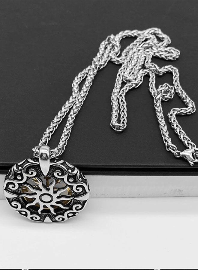 نيوترل بوصلة نجمة المحيط - قلادة مجوهرات ثنائية مخصصة للرجال والنساء قلادة زوجين شخصية من طراز هيب هوب ستريت ريترو أوروبا والولايات المتحدة الأمريكية سلسلة مفاتيح السيارة إكسسوارات قلادة ثنائية شخصية (ذهبي عتيق + فضي) - Image 2