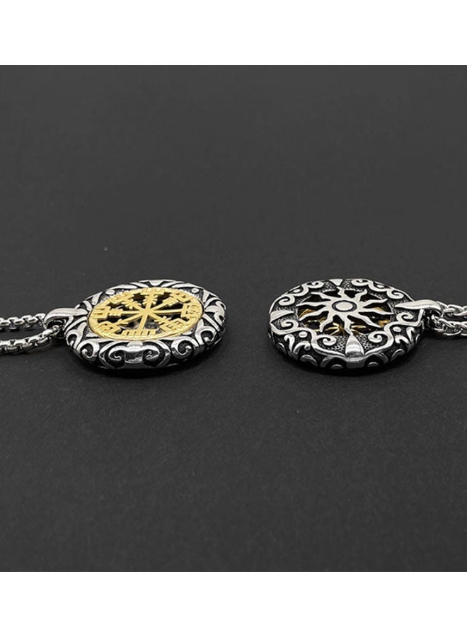 نيوترل بوصلة نجمة المحيط - قلادة مجوهرات ثنائية مخصصة للرجال والنساء قلادة زوجين شخصية من طراز هيب هوب ستريت ريترو أوروبا والولايات المتحدة الأمريكية سلسلة مفاتيح السيارة إكسسوارات قلادة ثنائية شخصية (ذهبي عتيق + فضي) - Image 5