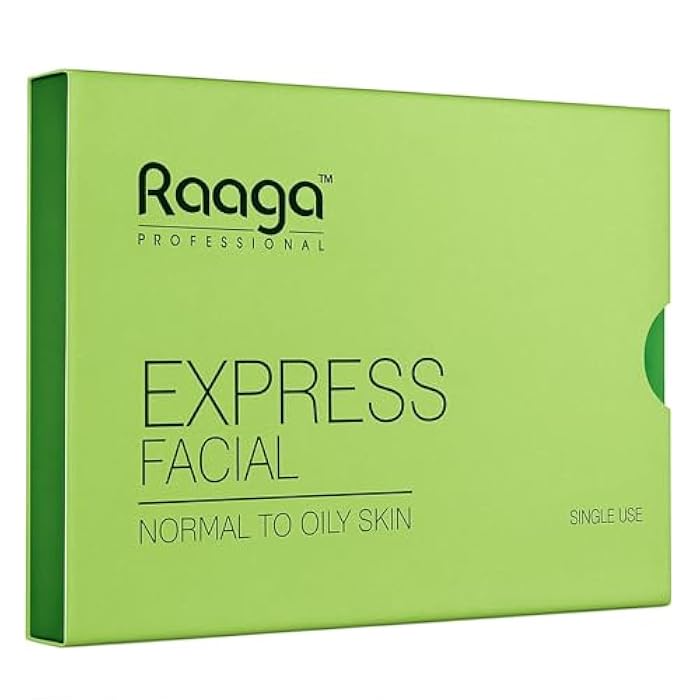 Raaga Professional Express Single Use Facial Kit | For Oily & Acne-Prone Skin | 6-Step Skincare Set At Home | Cleanser, Scrub, Toner, Massage Gel, Face Mask & Sunscreen | 35g/1.23 Oz - Image 1