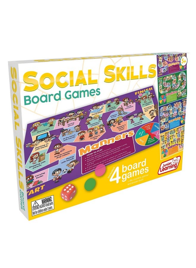 Junior Learning Junior Learning Social Skills Board Games, 4 Games, Ages 5-8, Empathy & Manners, Grade 1-2  - Image 1