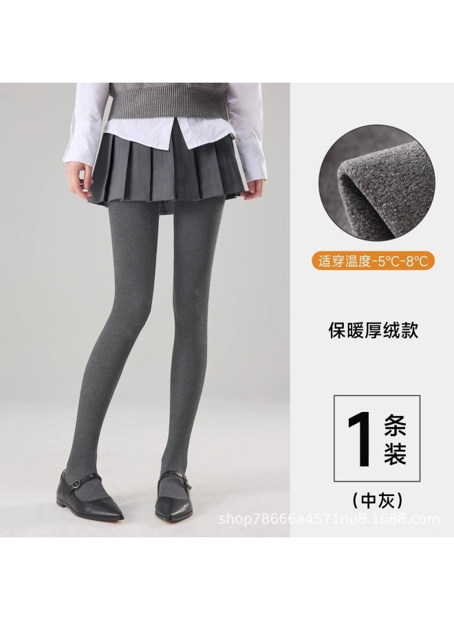 Dark Gray Pantyhose Women's Spring, Autumn And Winter Velvet Stockings Multi-size Pressure Slimming Look Black Vertical Pattern Leggings