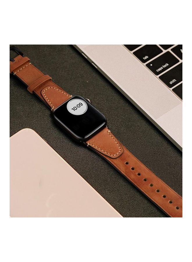 NIBEMINENT Nail Style Leather Retro Wrist Strap For Apple Watch Series 7/6/5/4/3/2/1/SE 45/44/42mm Coffee  - Image 4