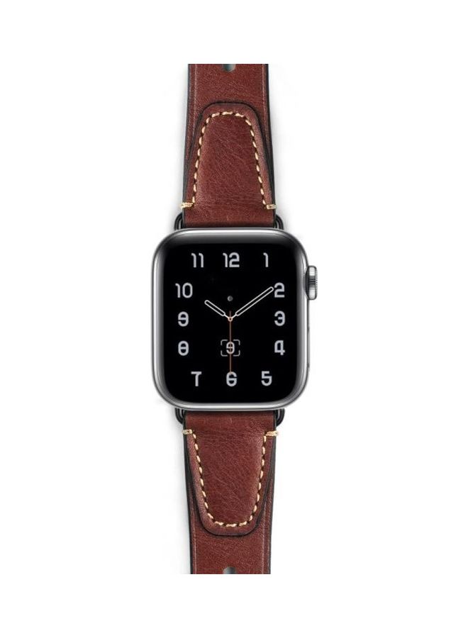NIBEMINENT Nail Style Leather Retro Wrist Strap For Apple Watch Series 7/6/5/4/3/2/1/SE 45/44/42mm Coffee  - Image 2