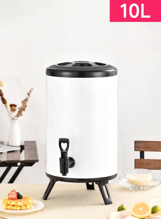 10L Colorful Stainless Steel Double-Layer Thickened Multi-Purpose Large Capacity Milk Tea Bucket, Heat Retaining Bucket, Cold Preservation Juice and Soy Milk Stand Bucket - Image 1