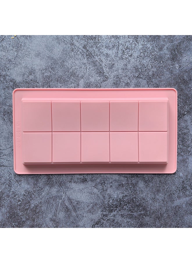 Full Version Of 10-Grids Chocolate Silicone Mold Rectangular Square Candy Bar Mold Chocolate Mold 784-Color:Rice Powder - Image 1