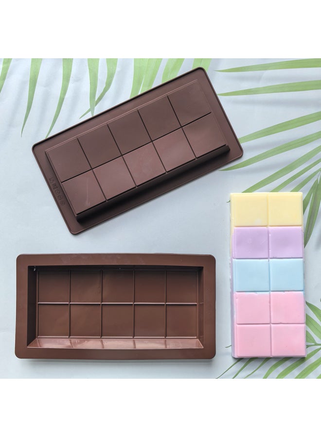 Full Version Of 10-Grids Chocolate Silicone Mold Rectangular Square Candy Bar Mold Chocolate Mold 784-Color:Rice Powder - Image 3