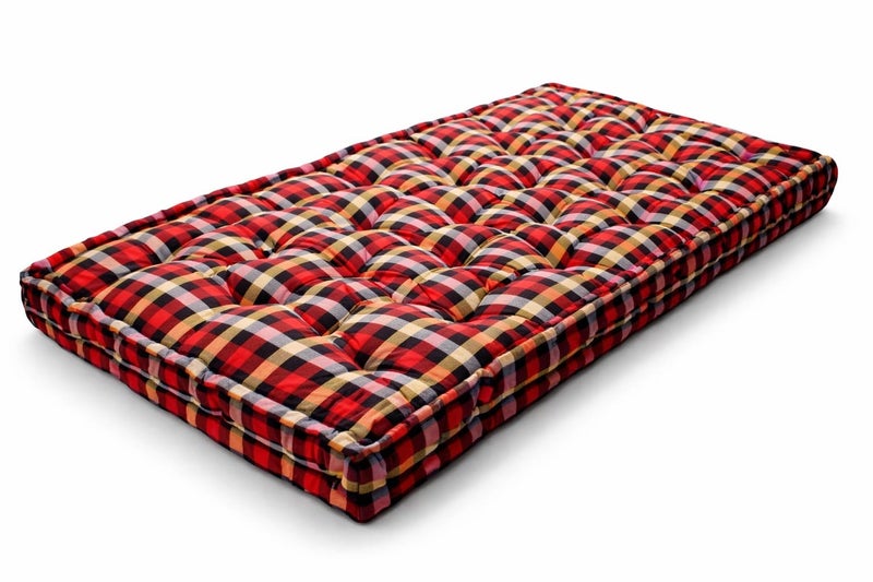 IMSMARTMART Heavy Border Plus 5 inch Single Cotton MattressSoft Cotton Multicolor Mattress Gadda Single Bed Ideal Travel, Home, Dabha, Hotel, Marriage Hall (L x W: 72 inch x 36 inch) - Image 1