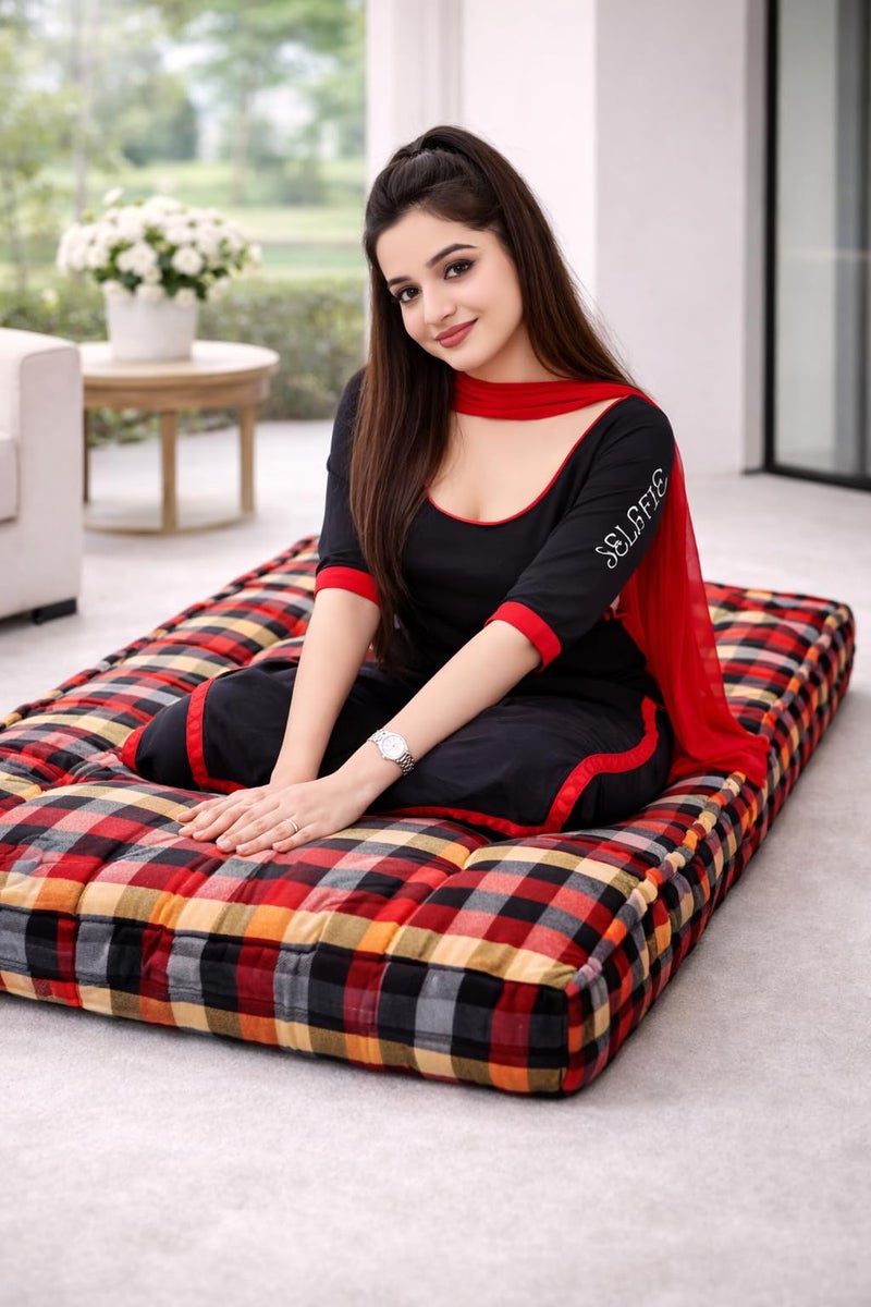 IMSMARTMART Heavy Border Plus 5 inch Single Cotton MattressSoft Cotton Multicolor Mattress Gadda Single Bed Ideal Travel, Home, Dabha, Hotel, Marriage Hall (L x W: 72 inch x 36 inch) - Image 2