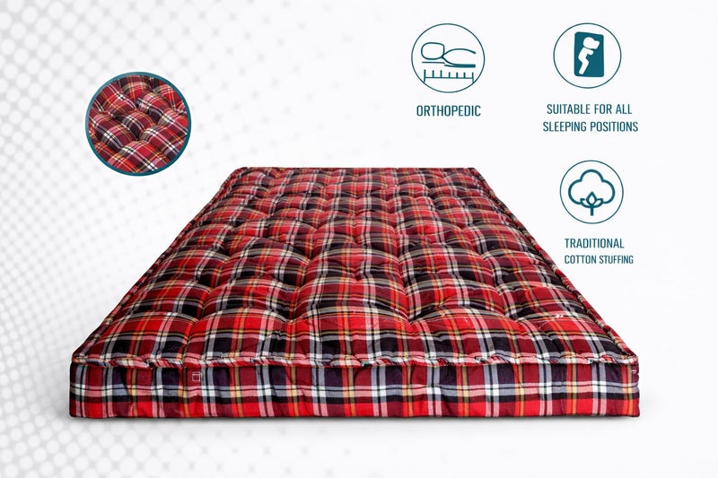IMSMARTMART Heavy Border Plus 5 inch Single Cotton MattressSoft Cotton Multicolor Mattress Gadda Single Bed Ideal Travel, Home, Dabha, Hotel, Marriage Hall (L x W: 72 inch x 36 inch) - Image 4