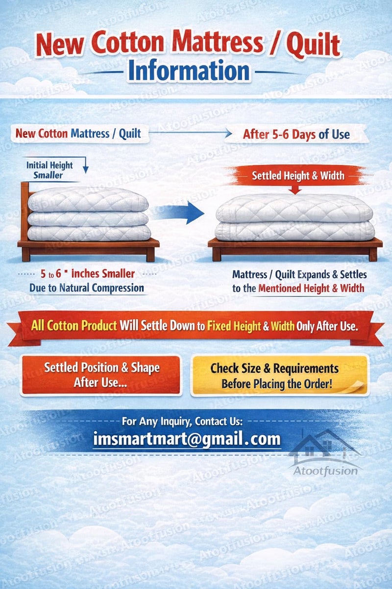 IMSMARTMART Heavy Border Plus 5 inch Single Cotton MattressSoft Cotton Multicolor Mattress Gadda Single Bed Ideal Travel, Home, Dabha, Hotel, Marriage Hall (L x W: 72 inch x 36 inch) - Image 5