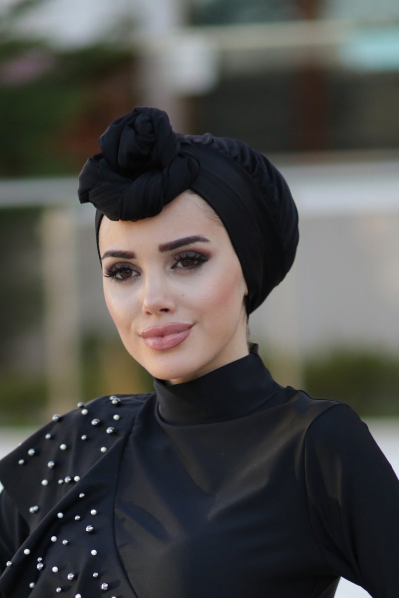 Remsa Mayo Sea Pool Cap Hijab Swimsuit Cap Black RB006  - Image 3