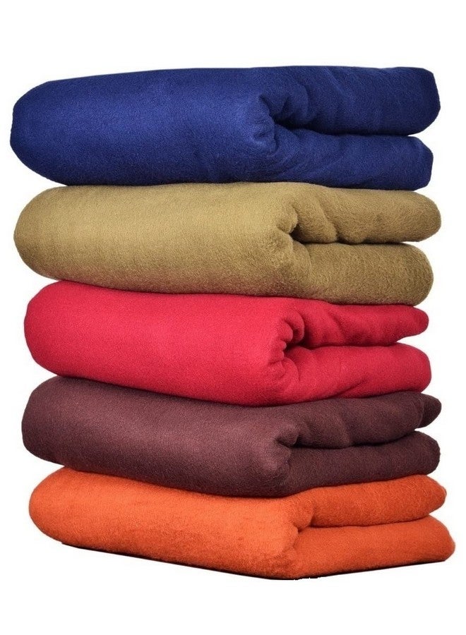Goyal's Plain Fleece Single Bed All Season Blanket/Comforter/Dohar 250 Thread Count - 55x88 Inch, Blue, Brown, Maroon, Rust, Olive (Pack of 5) - Image 1