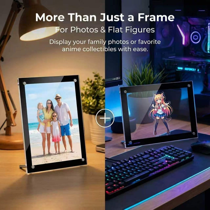 White 5 Inch Acrylic Photo Frame Crystal Clear Square Vertical Picture Frame With Sturdy Back Stand Modern Home Office Desk Decor For Photos Certificates Posters Durable Tabletop Display Stand - Image 4