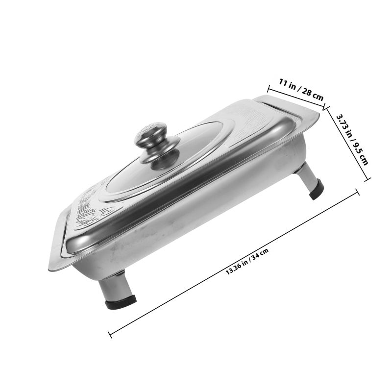1pc Stainless Steel Buffet Dish Dish Tray Rectangular Canteen Basin with Cover - Image 2