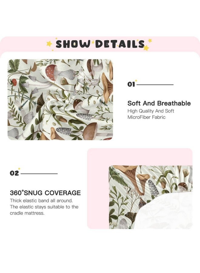 Kigai Mushrooms and Berries Crib Sheets for Boys Girls Soft Breathable Mini Crib Sheets for Baby 52" x 28" - Image 5