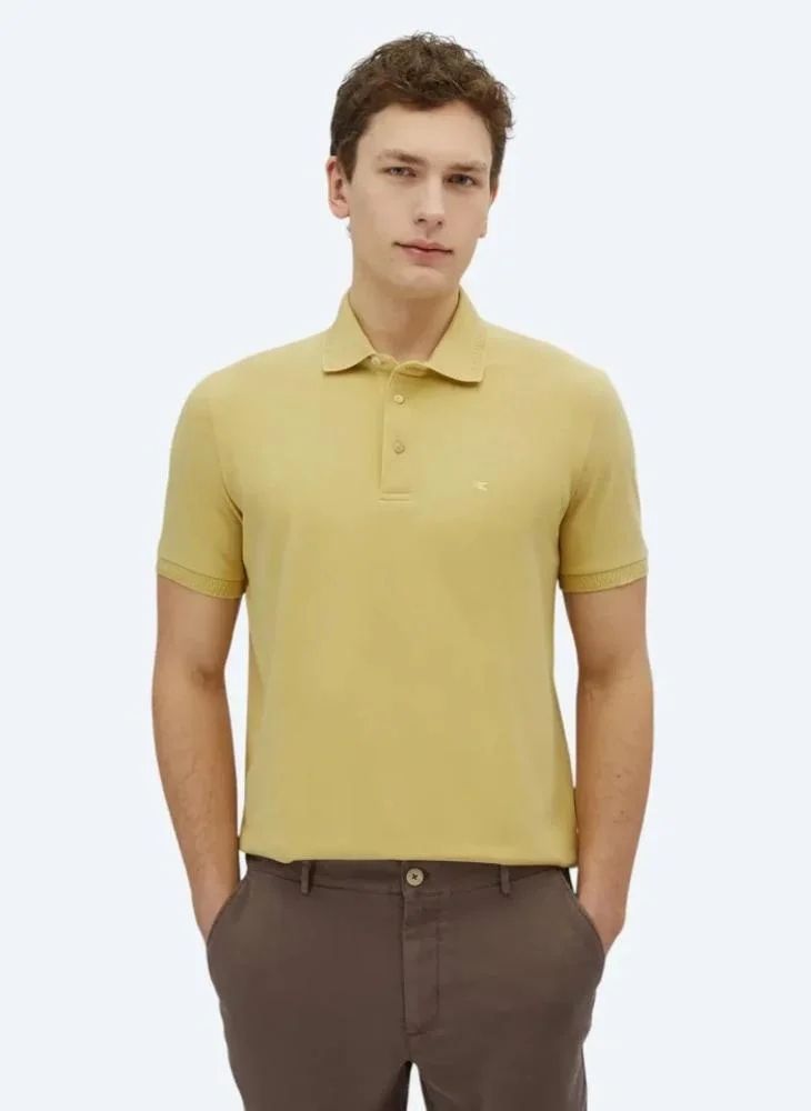 Kip Lemon Mold Plain Polo Neck 100% Cotton T-Shirt