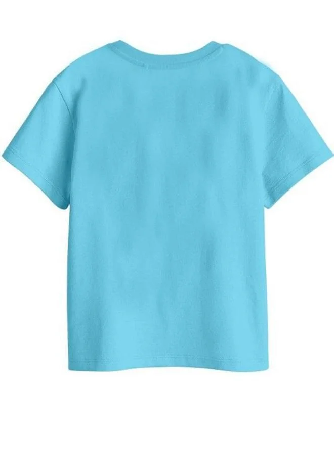 بون أورغانيك Girl's Sky Blue 100% Cotton Printed Regular Fit T-Shirt