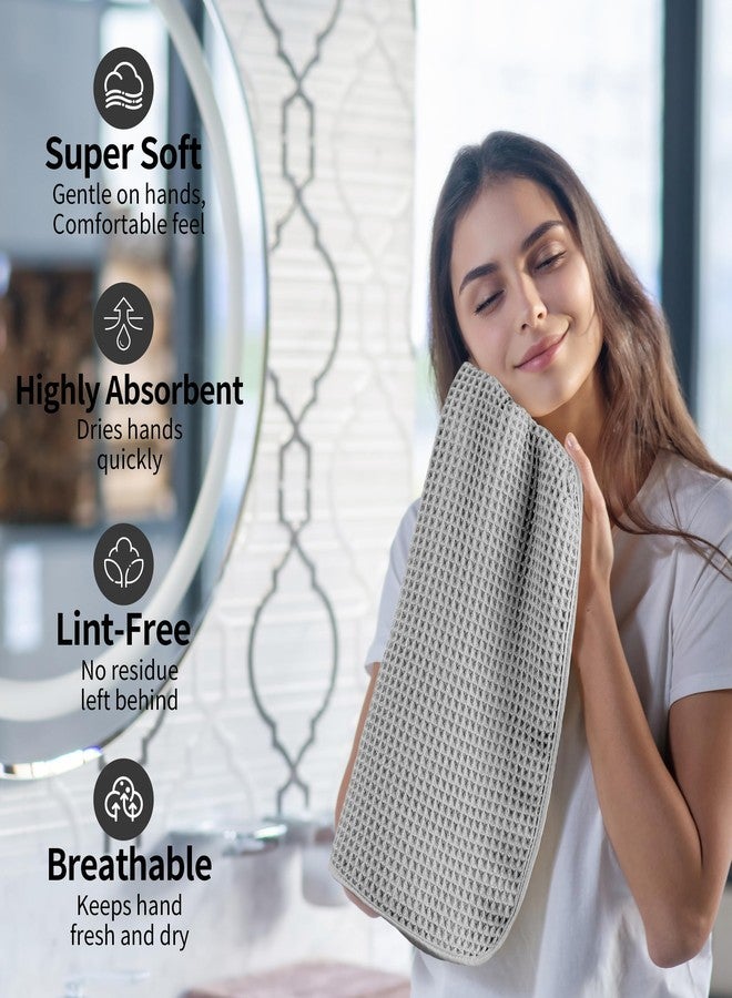 MICROFI Microfiber Waffle Hand Towels, 4 Pieces, Soft, Absorbent, Fast Drying, Lint Free (Silver) - Image 4