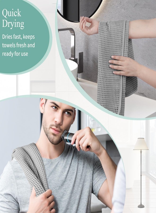 MICROFI Microfiber Waffle Hand Towels, 4 Pieces, Soft, Absorbent, Fast Drying, Lint Free (Silver) - Image 5