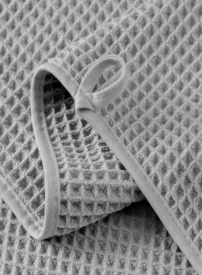 MICROFI Microfiber Waffle Hand Towels, 4 Pieces, Soft, Absorbent, Fast Drying, Lint Free (Silver) - Image 3