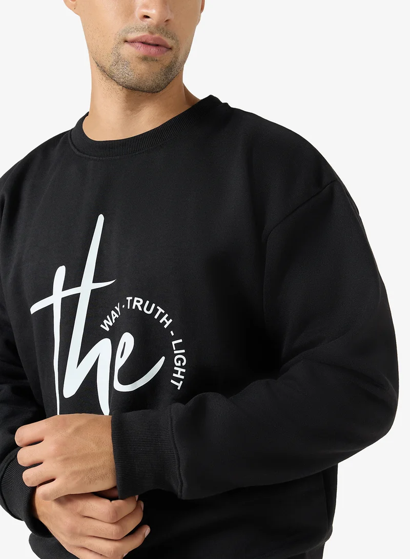 Seventy Five  Graphic Crew Neck Pullover Sweatshirt for Men | Best Price UAE
