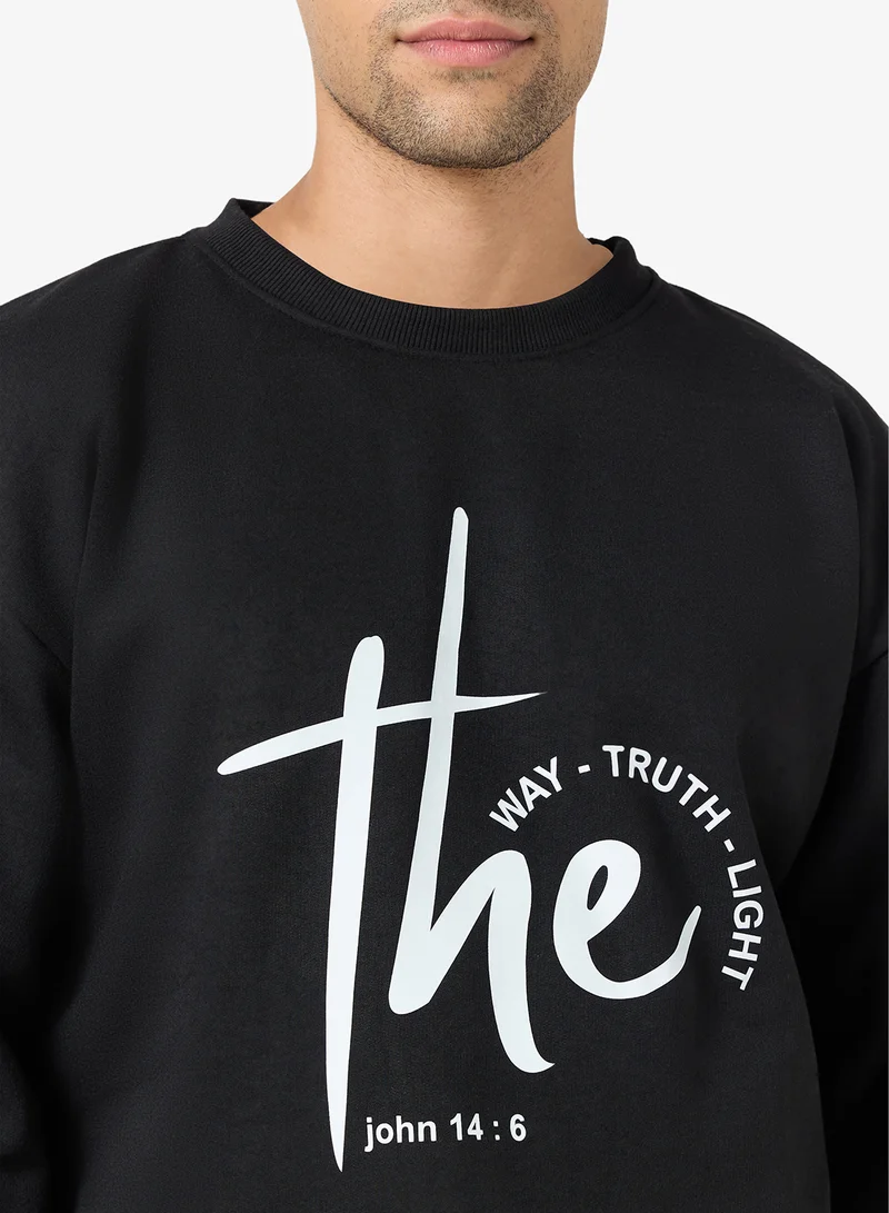Seventy Five  Graphic Crew Neck Pullover Sweatshirt for Men | Best Price UAE
