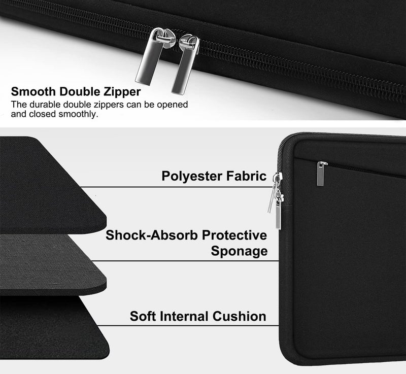 AREYLO Laptop Sleeve Case 13.3 Inch, Durable 14 Inch Laptop Case Computer Carrying Bag Protective Cover Compatible with 13 14 inch MacBook Pro, MacBook Air, Dell, HP, Lenovo, Notebook, Computer, Black - Image 2