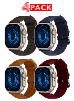 4 Pack For Apple Watch Band 49mm/45mm/44mm Leather Band Buckle Strap Wristband Compatible with Apple watch series Ultra2/Ultra/8/7/SE/5/4/3/2/1
