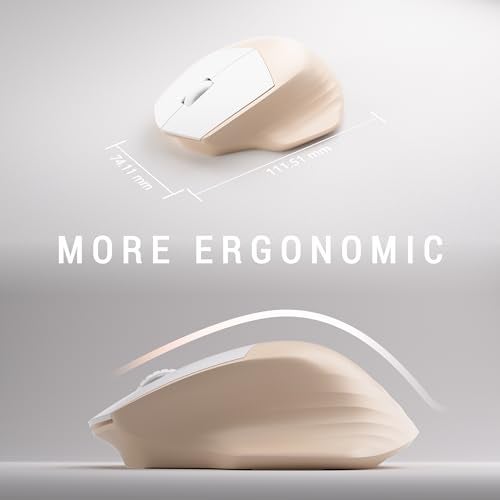 MPTOG Ergonomic Keyboard and Mouse Combo with Wrist Rest, BK Chipset, Full-Size Colorful Office Keyboard and Mouse, Power Button, USB Receiver for PC Laptop (Khaki White) - Image 5