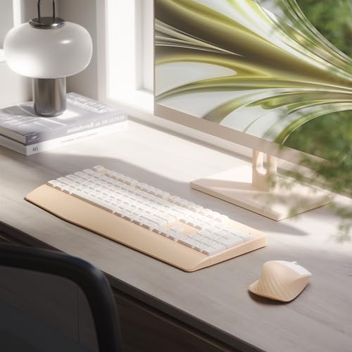 MPTOG Ergonomic Keyboard and Mouse Combo with Wrist Rest, BK Chipset, Full-Size Colorful Office Keyboard and Mouse, Power Button, USB Receiver for PC Laptop (Khaki White) - Image 2