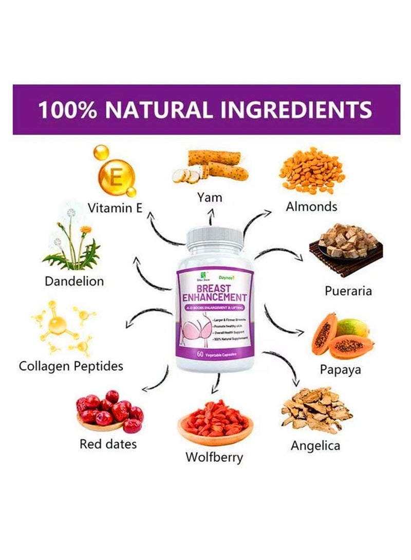 Wins Town Powerful Enhancer Supplement for Rapid Bust Growth and Enlargement, with a Firming and Plumping Formula to Achieve a Perkier and Fuller Bust, 60 Capsules - Image 3