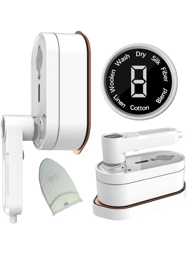 بخار ملابس محمول 2 في 1 ومكواة، 1200 واط، 8 أوضاع بخار، تسخين سريع خلال 15 ثانية، مع قفاز مضاد للبخار، بخاخ ملابس، خفيف الوزن، ضد التسرب، بخار محمول، للاستخدام المنزلي والسفر، لون أبيض - Image 1