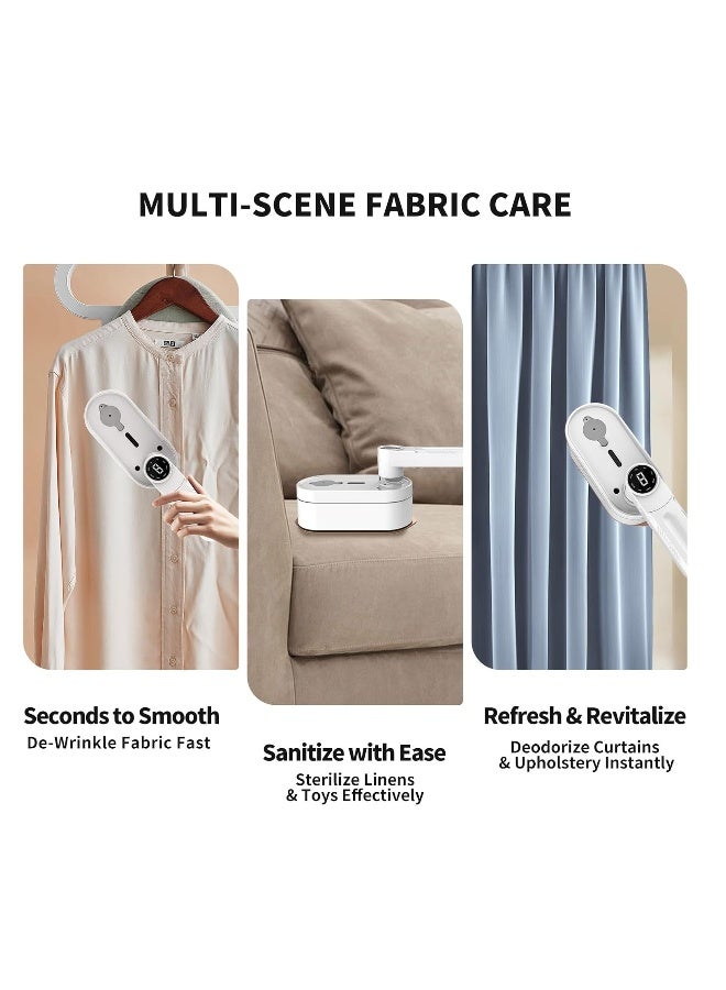 بخار ملابس محمول 2 في 1 ومكواة، 1200 واط، 8 أوضاع بخار، تسخين سريع خلال 15 ثانية، مع قفاز مضاد للبخار، بخاخ ملابس، خفيف الوزن، ضد التسرب، بخار محمول، للاستخدام المنزلي والسفر، لون أبيض - Image 5