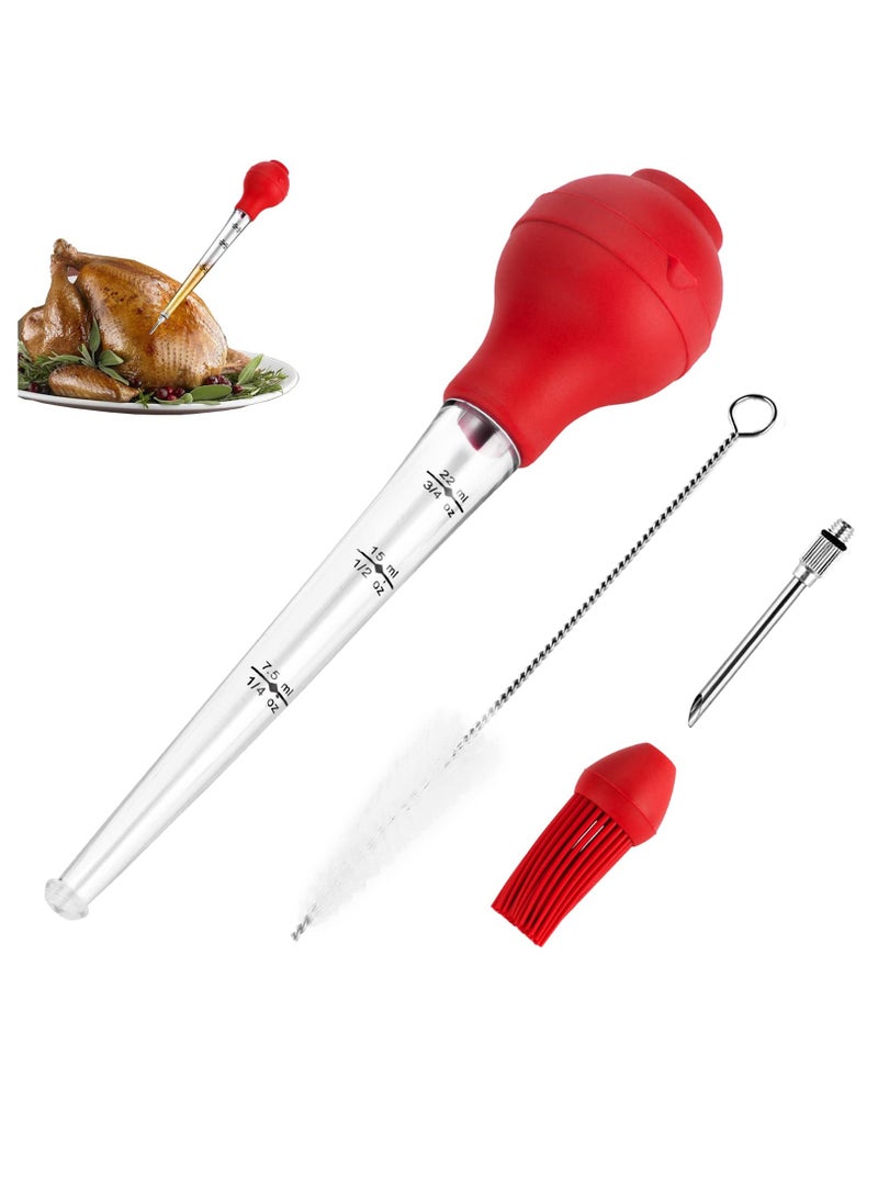SYOSI Turkey Baster with Barbecue Basting Brush, Baster Syringe for Home Baking and Roaster Turkey, Include Detachable Food Grade Silicone Bulb, Meat Injector Needle and Cleaning Brush  - Image 1