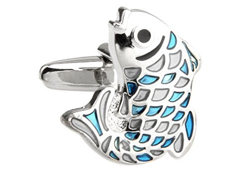 MRCUFF Fish Color Scale Pair Cufflinks in a Presentation Gift Box & Polishing Cloth - Image 1