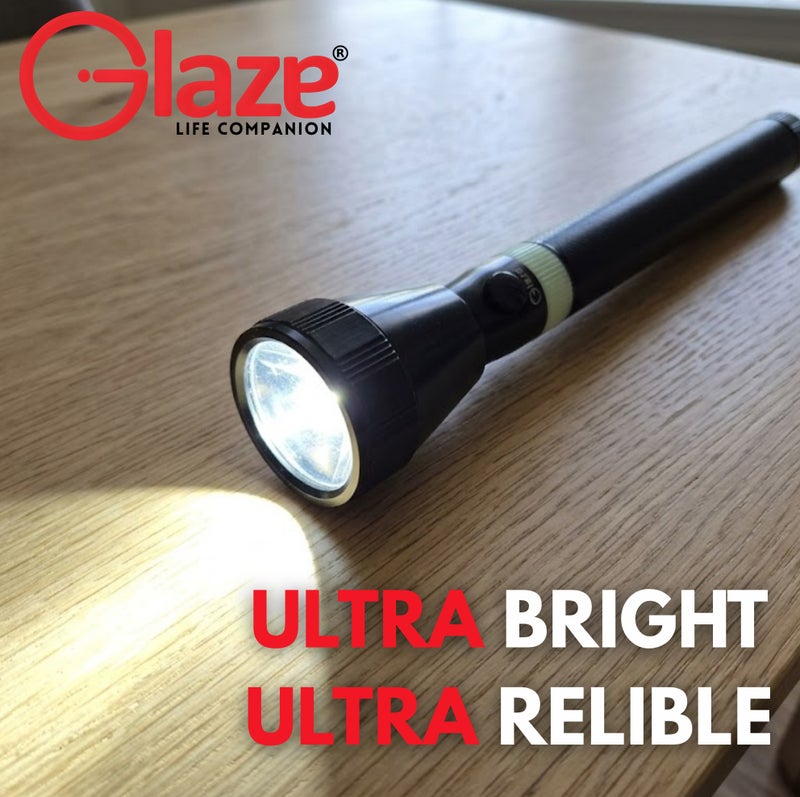 Glaze 4-in-1 Rechargeable LED Flashlight Set - High-Power XPE2 LED Torch (20.8 cm), 330 Lumens, 1500m Long Range Beam, 3000mAh Battery, Type-C Charging, Portable Emergency Light - Image 2
