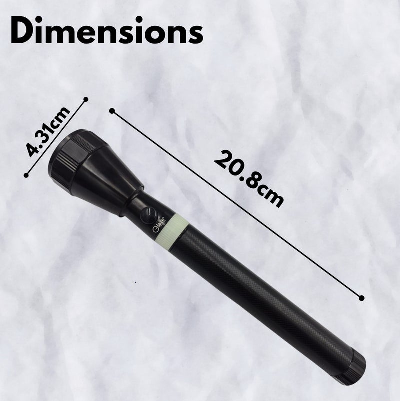 Glaze 4-in-1 Rechargeable LED Flashlight Set - High-Power XPE2 LED Torch (20.8 cm), 330 Lumens, 1500m Long Range Beam, 3000mAh Battery, Type-C Charging, Portable Emergency Light - Image 3