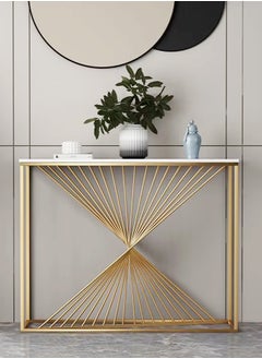 fashionhome Modern Artistic Metal Frame Design Console Table Hallway Entry Table Narrow Sofa Side Table Entrance Wall Shelf Display Porch Table for Living Room Entryway Corridor 120x30x80 cm  - Image 5