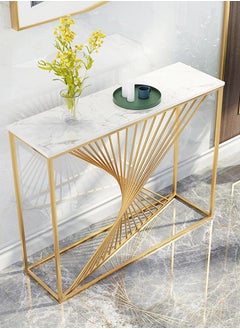 fashionhome Modern Artistic Metal Frame Design Console Table Hallway Entry Table Narrow Sofa Side Table Entrance Wall Shelf Display Porch Table for Living Room Entryway Corridor 120x30x80 cm  - Image 1