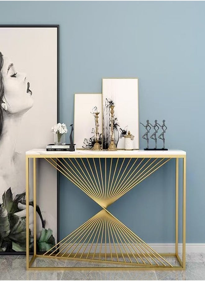 fashionhome Modern Artistic Metal Frame Design Console Table Hallway Entry Table Narrow Sofa Side Table Entrance Wall Shelf Display Porch Table for Living Room Entryway Corridor 120x30x80 cm  - Image 2