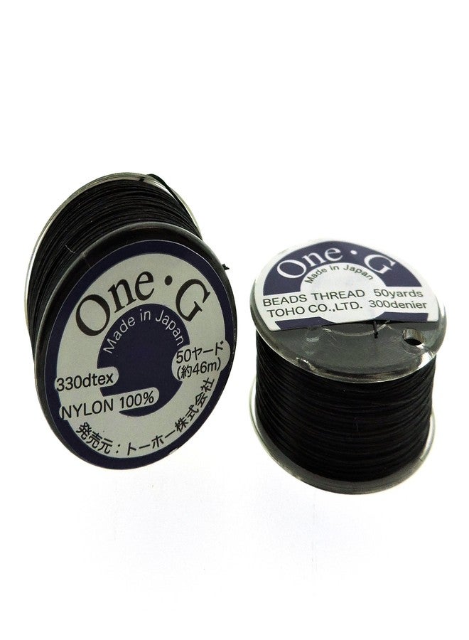 Toho One-g Beading Thread, 50 Yards per Bobbin, White, Black & Light Gray (Pack of 3 bobbins) - Image 3