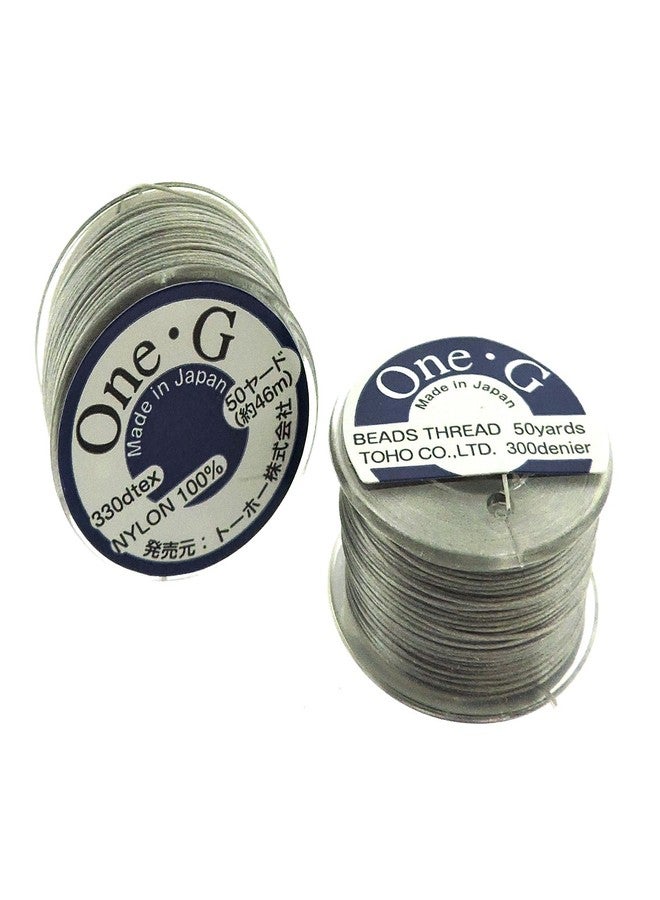 Toho One-g Beading Thread, 50 Yards per Bobbin, White, Black & Light Gray (Pack of 3 bobbins) - Image 4